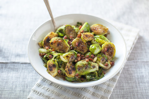 Brussels Sprouts with Bacon, Shallots & Balsamic