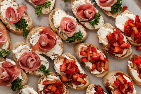 Crostini with Strawberry Balsamic, Ricotta, and chopped Strawberries