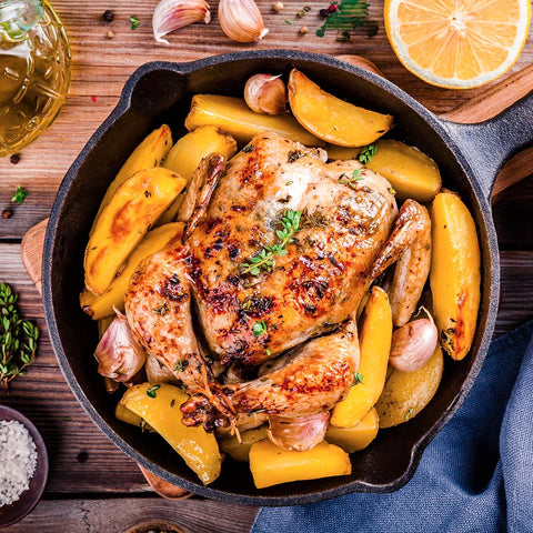 Spicy Chicken with Roasted Sweet Potatoes & Asparagus