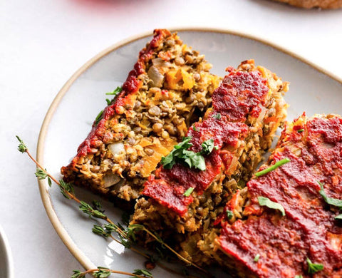 Maple Balsamic Lentil Loaf with Butternut Squash