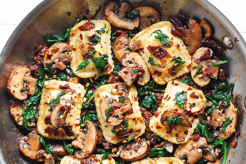 Mushroom Ravioli with Spinach