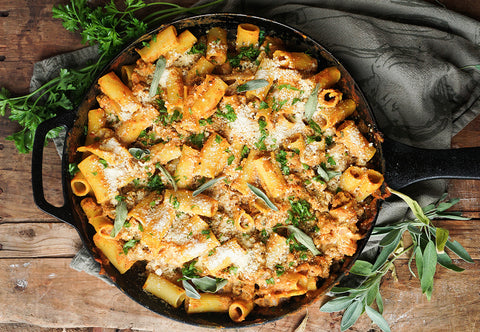 Pumpkin Baked Sage Ziti and Sausage