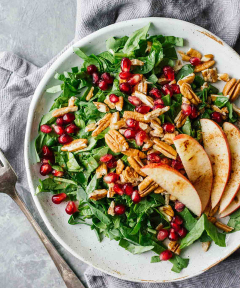 Pomegranate Pecan Salad with Cinnamon Apples