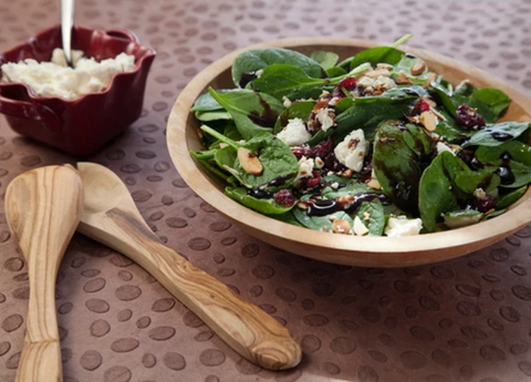 Spinach Salad with Pecans and Feta Cheese with Vanilla Fig Balsamic