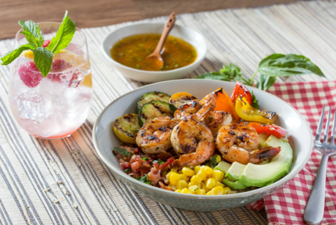 Summer Bowl with Sriracha Mango Lime Shrimp