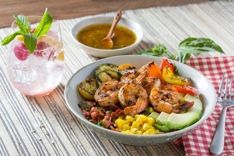 Summer Bowl with Sriracha Mango Lime Shrimp