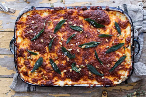 Simple Caramelized Butternut Squash and Kale Florentine Lasagna.