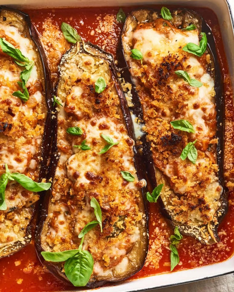 Lavender Balsamic Stuffed Eggplant Parm