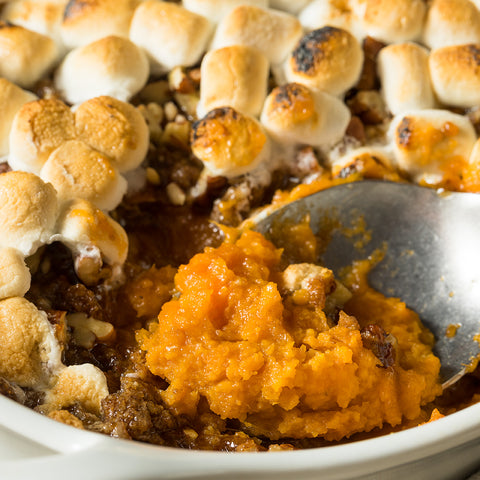 Twice-Baked Sweet Potatoes with Toasted Marshmallows