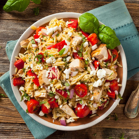 Peach Greek Orzo Salad