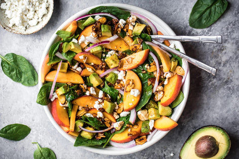 Summer Peach Spinach Salad