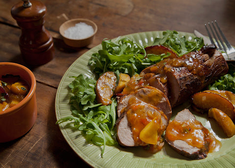 Pork Loin with Grilled Peaches w/ Georgia Peach Balsamic