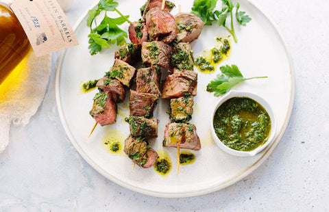 Grilled Chimichurri Steak Skewers